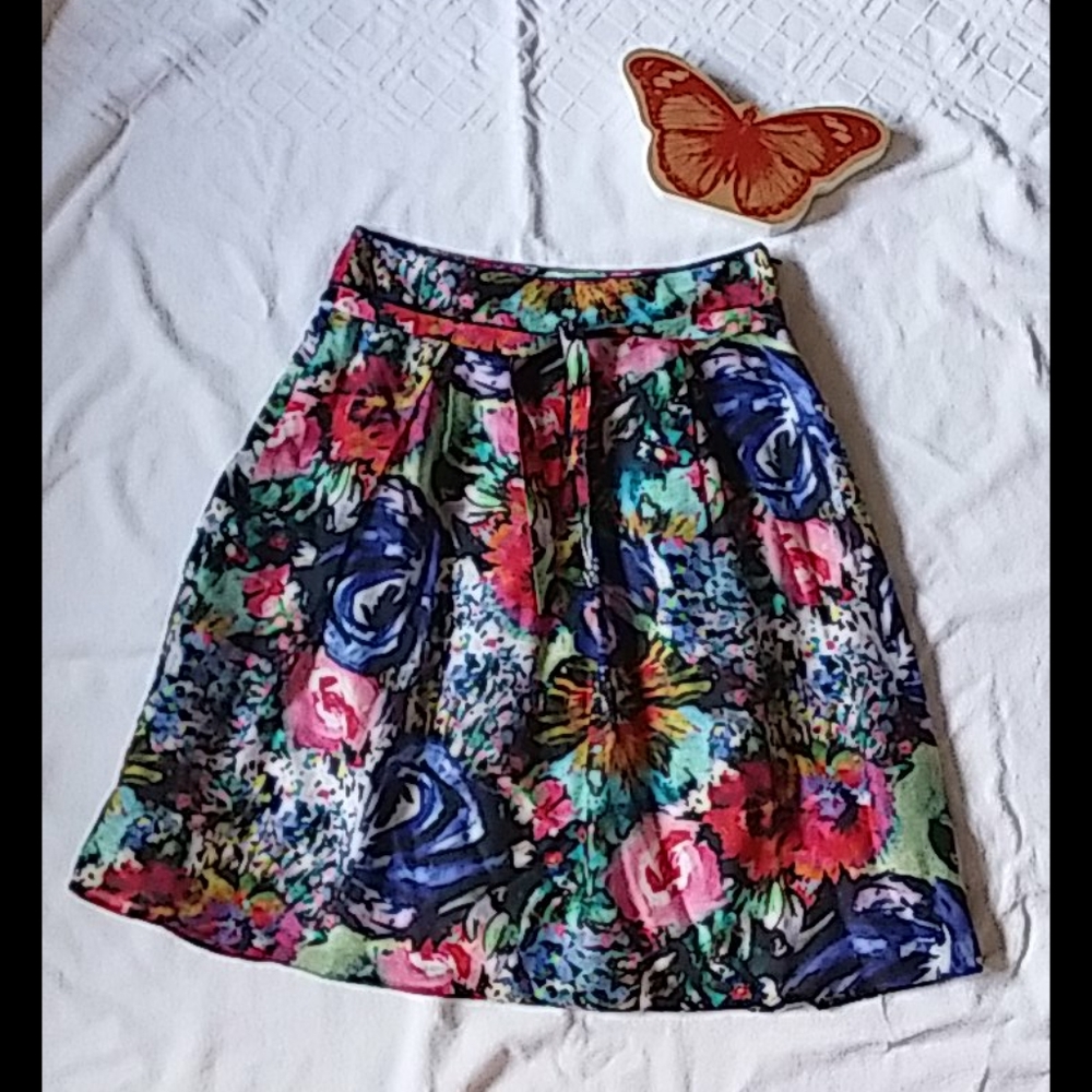 Steilmann midi flared skirt, sz.8, floral.